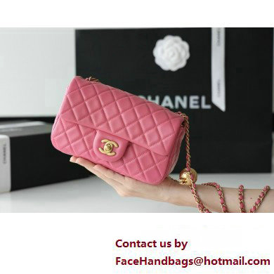 chanel Gold BALL LEATHER SMALL flap bag AS1787 fuchsia(ORIGINAL QUALITY)