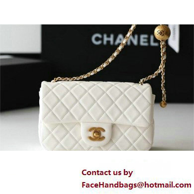 chanel Gold BALL LEATHER SMALL flap bag AS1787 white (ORIGINAL QUALITY)