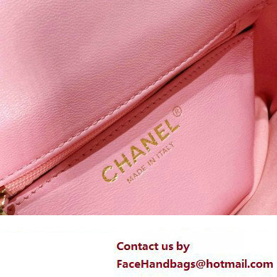 chanel Tweed Resin Quilted Mini Heart Square Flap bag pink/white 2024