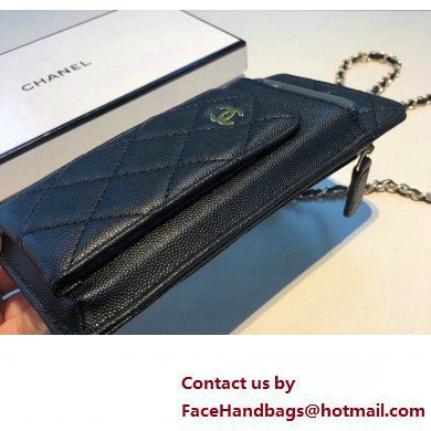 chanel black phone case in grained leather 2023