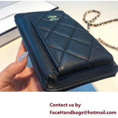 chanel black phone case in grained leather 2023