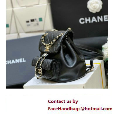 chanel mini sheepskin duma backpack AS2908 BLACK 2024(ORIGINAL QUALITY)