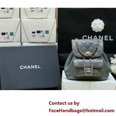 chanel mini sheepskin duma backpack AS2908 GRAY 2024(ORIGINAL QUALITY)