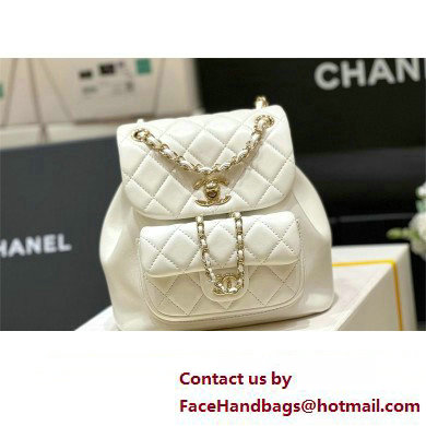 chanel mini sheepskin duma backpack AS2908 WHITE 2024(ORIGINAL QUALITY)