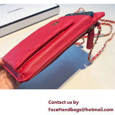 chanel red phone case in grained leather 2023