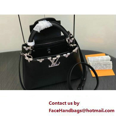 louis vuitton Capucines BB handbag black WITH crystal flowers M51783 2023