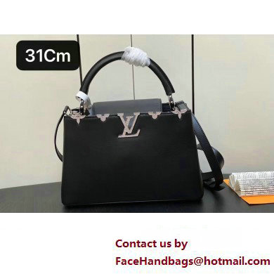 louis vuitton Capucines MM handbag black WITH crystal flowers M51783 2023