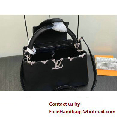 louis vuitton Capucines MM handbag black WITH crystal flowers M51783 2023