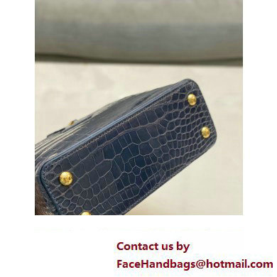 louis vuitton mini CAPUCINES bag dark gray in porosus leather with gold hardware