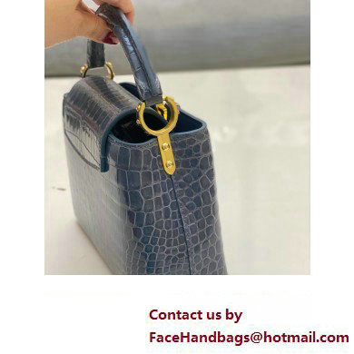 louis vuitton mini CAPUCINES bag dark gray in porosus leather with gold hardware