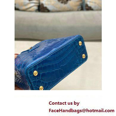 louis vuitton mini CAPUCINES bag in crocodile niloticus bright blue with gold hardware