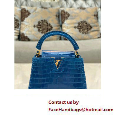 louis vuitton mini CAPUCINES bag in crocodile niloticus bright blue with gold hardware