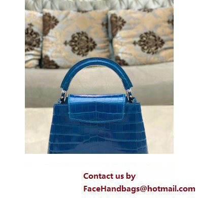 louis vuitton mini CAPUCINES bag in crocodile niloticus bright blue with silver hardware