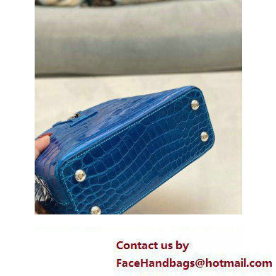 louis vuitton mini CAPUCINES bag in crocodile niloticus bright blue with silver hardware