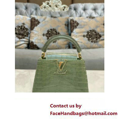 louis vuitton mini CAPUCINES bag in crocodile niloticus green with gold hardware