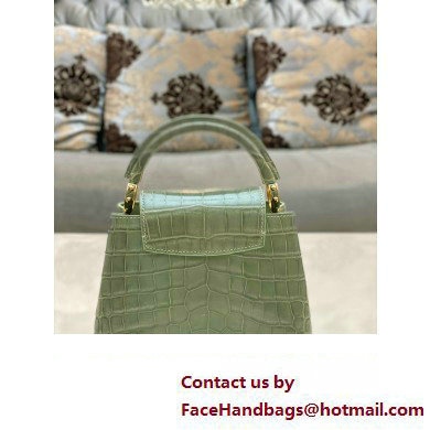 louis vuitton mini CAPUCINES bag in crocodile niloticus green with gold hardware