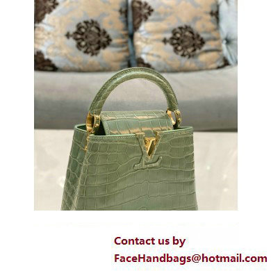 louis vuitton mini CAPUCINES bag in crocodile niloticus green with gold hardware