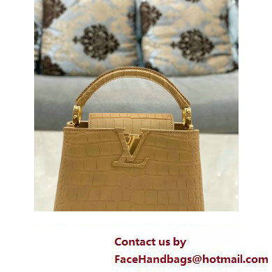 louis vuitton mini CAPUCINES bag in matt alligator leather beige with gold hardware