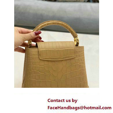 louis vuitton mini CAPUCINES bag in matt alligator leather beige with gold hardware