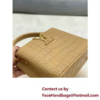 louis vuitton mini CAPUCINES bag in matt alligator leather beige with gold hardware