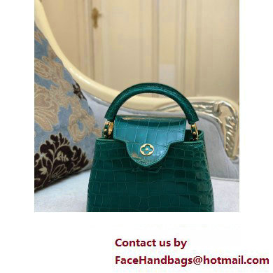 louis vuitton mini CAPUCINES bag jade green in porosus leather with gold hardware - Click Image to Close