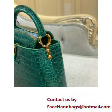 louis vuitton mini CAPUCINES bag jade green in porosus leather with gold hardware