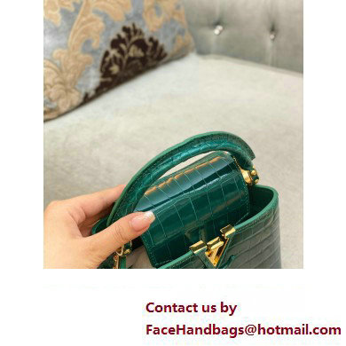 louis vuitton mini CAPUCINES bag jade green in porosus leather with gold hardware