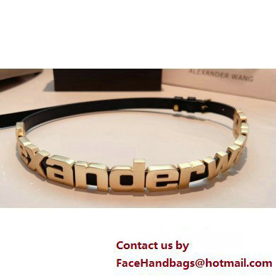 Alexander Wang Width 1.5cm Metal Letters Belt Black/Gold