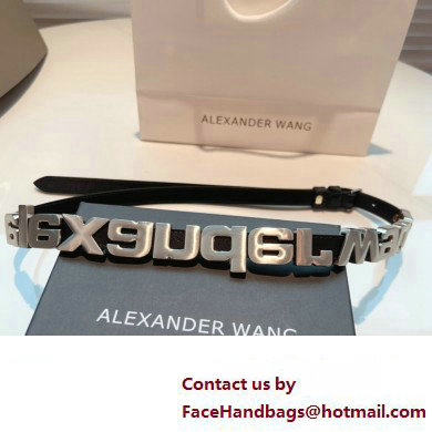 Alexander Wang Width 1.5cm Metal Letters Belt Black/Silver