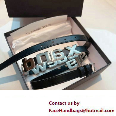 Alexander Wang Width 1.5cm Metal Letters Belt Black/Silver