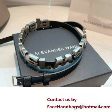 Alexander Wang Width 1.5cm Metal Letters Belt Black/Silver