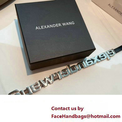 Alexander Wang Width 1.5cm Metal Letters Belt Black/Silver