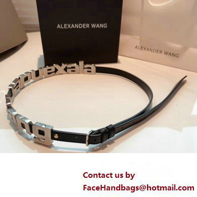 Alexander Wang Width 1.5cm Metal Letters Belt Black/Silver