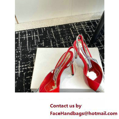 Alexandre Vauthier Heel 10cm Silver snakeskin-effect and Patent Leather Red Slingback pumps 2024