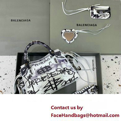 Balenciaga Neo Cagole XS Handbag in Graffiti White 2024