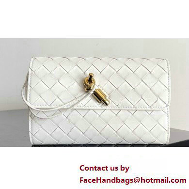 Bottega Veneta Andiamo Large Flap Wallet White with metallic knot closure 2024 - Click Image to Close