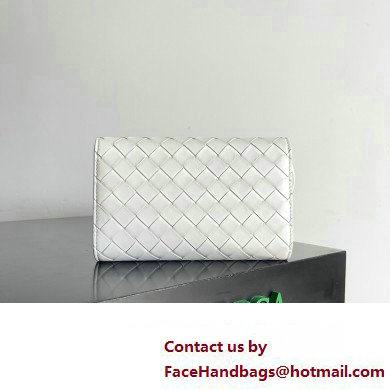 Bottega Veneta Andiamo Large Flap Wallet White with metallic knot closure 2024