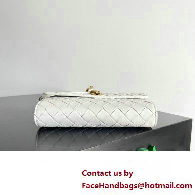 Bottega Veneta Andiamo Large Flap Wallet White with metallic knot closure 2024