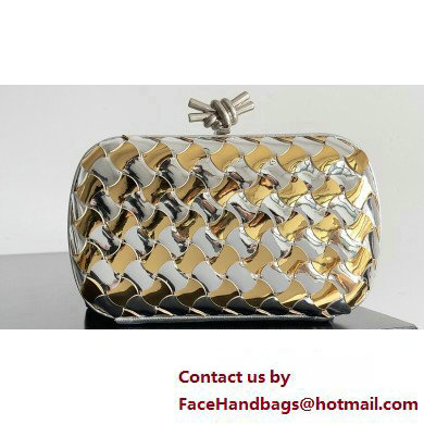 Bottega Veneta Intrecciato lamina leather Knot Minaudiere clutch Bag with wavy bicolor Pavimento effect 2024