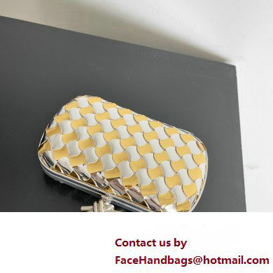 Bottega Veneta Intrecciato lamina leather Knot Minaudiere clutch Bag with wavy bicolor Pavimento effect 2024