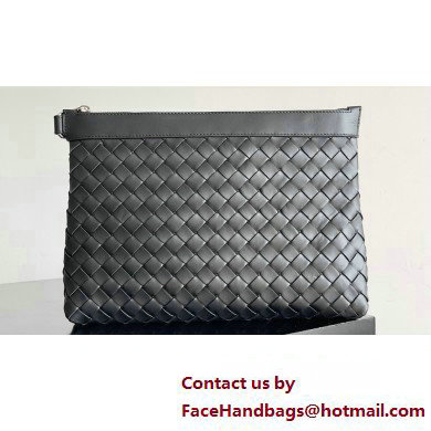 Bottega Veneta Intrecciato leather pouch Clutch Bag Black