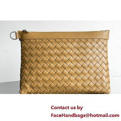 Bottega Veneta Intrecciato leather pouch Clutch Bag Brown