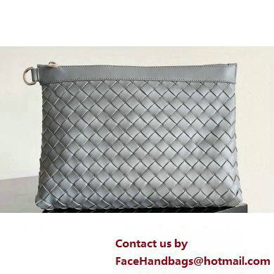 Bottega Veneta Intrecciato leather pouch Clutch Bag Gray