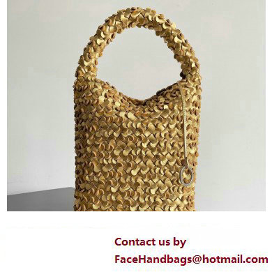 Bottega Veneta Kalimero Bucket bag Intreccio lamina leather Gold 2024 - Click Image to Close