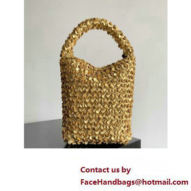 Bottega Veneta Kalimero Bucket bag Intreccio lamina leather Gold 2024