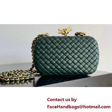 Bottega Veneta Knot With Chain Padded Intreccio leather minaudiere Bag Emerald green 2024