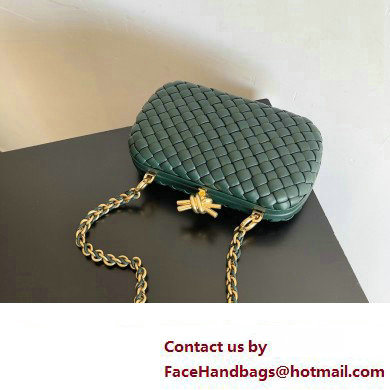 Bottega Veneta Knot With Chain Padded Intreccio leather minaudiere Bag Emerald green 2024