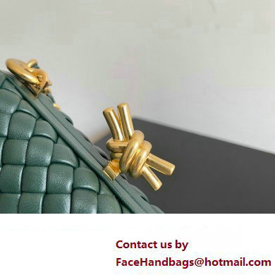 Bottega Veneta Knot With Chain Padded Intreccio leather minaudiere Bag Emerald green 2024