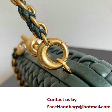 Bottega Veneta Knot With Chain Padded Intreccio leather minaudiere Bag Emerald green 2024