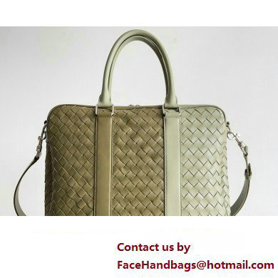 Bottega Veneta Large Intrecciato Briefcase Bag Mud / Travertine